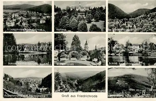 AK / Ansichtskarte Friedrichroda Kurhaus Panorama Schloss Reinhardsbrunn Wilhelmsplatz Herzogsweg Der Grund Inselsberg Friedrichroda