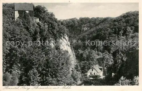 AK / Ansichtskarte Binolen Burg Klusenstein mit Muehle im Hoennetal Binolen