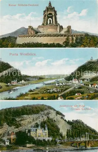 AK / Ansichtskarte Porta_Westfalica Kaiser Wilhelm Denkmal Panorama Blick ueber die Weser Jacobsberg Hotel Grosser Kurfuerst Porta_Westfalica