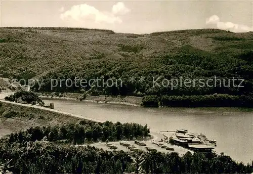 AK / Ansichtskarte Heimbach_Eifel Hotel Restaurant Seehof Schwammenauel Blick auf den Rursee Heimbach Eifel