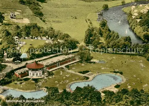 AK / Ansichtskarte Heimbach_Eifel Schwimmbad mit Campingplatz Heimbach Eifel