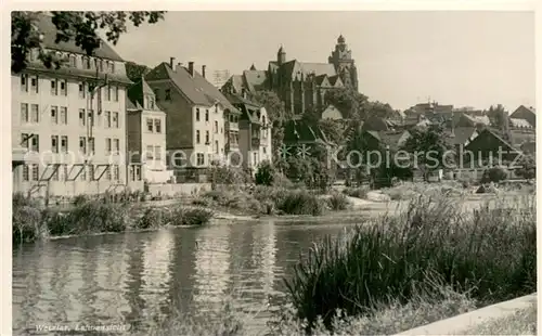 AK / Ansichtskarte Wetzlar Uferpartie an der Lahn Blick zum Dom Wetzlar