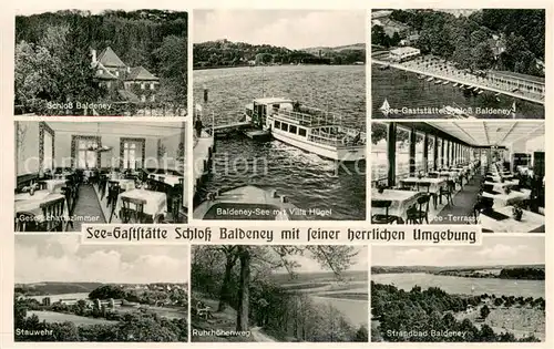 AK / Ansichtskarte Bredeney Seegaststaette Schloss Baldeney und Umgebung Baldeneysee Fahrgastschiff Villa Huegel Bredeney