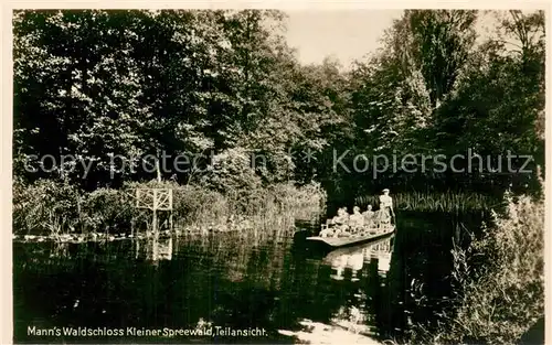 AK / Ansichtskarte Friedrichshagen_Berlin Mann s Waldschloss Kleiner Spreewald Wasserstrasse Kahnfahrt Friedrichshagen Berlin