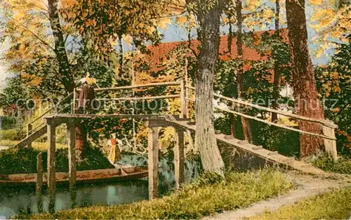 AK / Ansichtskarte Burg_Spreewald Wasserstrasse im Spreewald Bruecke Burg Spreewald