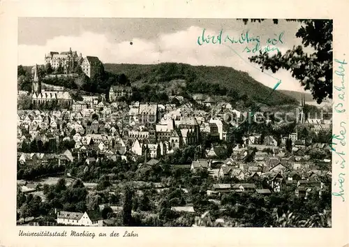 AK / Ansichtskarte Marburg_Lahn Panorama mit Schloss Marburg_Lahn