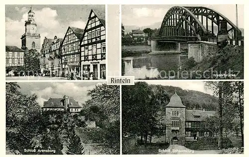 AK / Ansichtskarte Rinteln Markt Weserbruecke Schloss Arensburg Schloss Schaumburg Rinteln