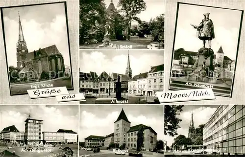 AK / Ansichtskarte Moers_Moers Ev Kirche Schloss Altmarkt Am Neumarkt Am kgl Hof Rathaus Kreisverwaltung 