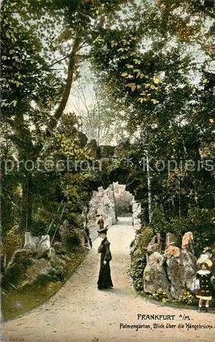 AK / Ansichtskarte Frankfurt_Main Palmengarten Blick ueber die Haengebruecke Frankfurt Main