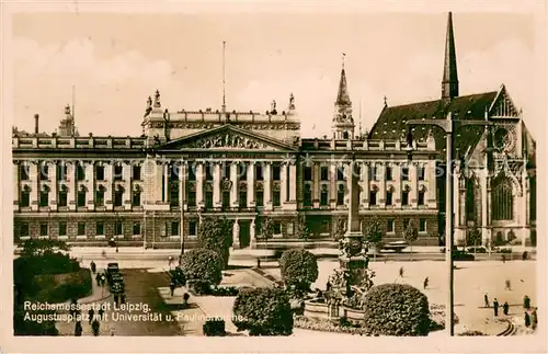 AK / Ansichtskarte Leipzig Augustusplatz mit Universitaet und Paulinerkirche Leipzig