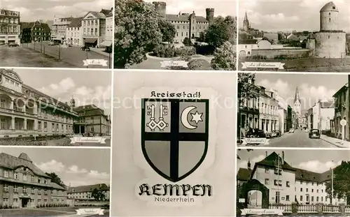 AK / Ansichtskarte Kempen_Niederrhein Markt Krankenhaus Stadtbad Burg Kramer Museum Peterstrasse Kempen Niederrhein