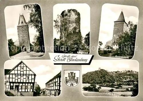 AK / Ansichtskarte Blankenberg_Sieg Katharinentor Bergfried Graventurm Altstadt Fachwerkhaeuser Landschaftspanorama Blankenberg_Sieg