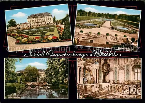 AK / Ansichtskarte Bruehl_Rheinland schloss Augustusburg Gartenparterre Moenchweiher Treppenhaus v.B.Neumann Bruehl_Rheinland