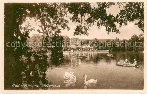 AK / Ansichtskarte Bad_Nauheim Teichhaus Schwanenteich Bootfahren Bad_Nauheim