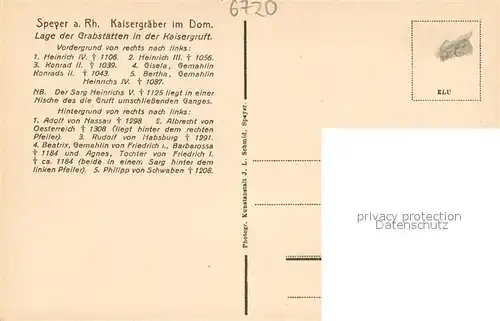 AK / Ansichtskarte Speyer_Rhein Kaisergraeber im Dom Speyer Rhein
