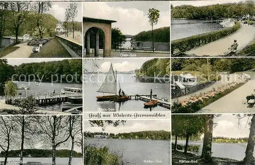 AK / Ansichtskarte Malente Gremsmuehlen Uferpromenade am Dieksee Bootsanleger Segeln Kellersee Malente Gremsmuehlen