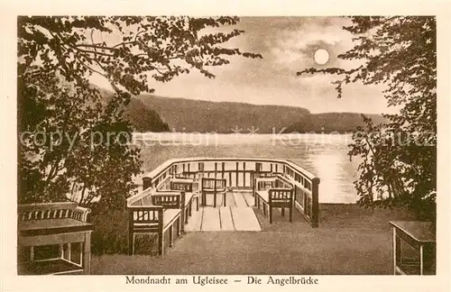 AK / Ansichtskarte Sielbeck_Holsteinische Schweiz Mondnacht am Ugleisee Angelbruecke Sielbeck