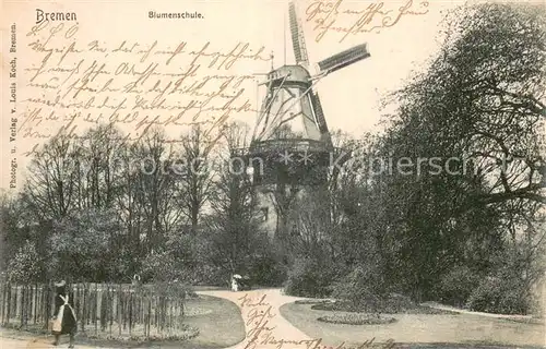 AK / Ansichtskarte Bremen Blumenschule Windmuehle Bremen