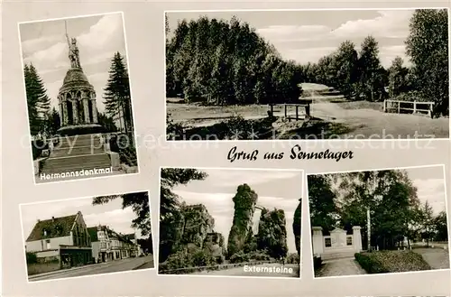 AK / Ansichtskarte Sennelager_Paderborn Hermannsdenkmal Panorama Externsteine Strassenpartie 