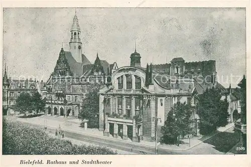 AK / Ansichtskarte Bielefeld Rathaus und Stadttheater Bielefeld