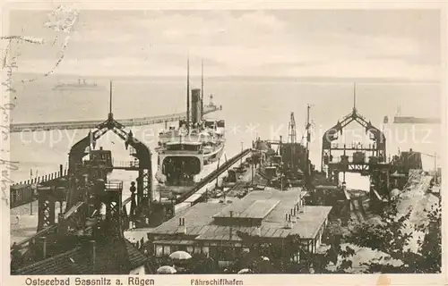 AK / Ansichtskarte Sassnitz_Ostseebad_Ruegen Faehrschiffhafen Eisenbahnfaehre Sassnitz_Ostseebad_Ruegen