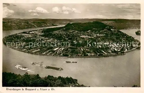 AK / Ansichtskarte Boppard_Rhein Rheinbogen mit Filsen  Boppard Rhein