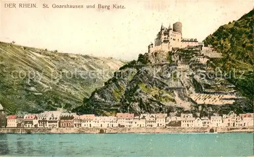 AK / Ansichtskarte St_Goarshausen Rheinpartie mit Burg Katz St_Goarshausen