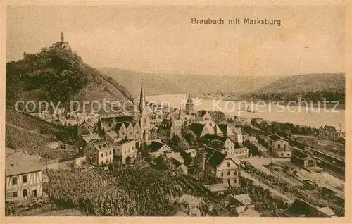 AK / Ansichtskarte Braubach_Rhein Panorama mit Marksburg Braubach Rhein