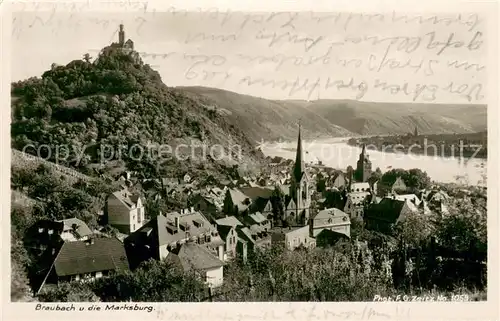 AK / Ansichtskarte Braubach_Rhein Panorama mit Marksburg Braubach Rhein