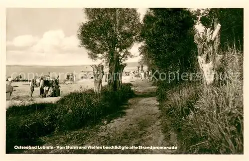 AK / Ansichtskarte Lubmin_Ostseebad Von Sturm und Wellen beschaedigte alte Strandpromenade Lubmin_Ostseebad