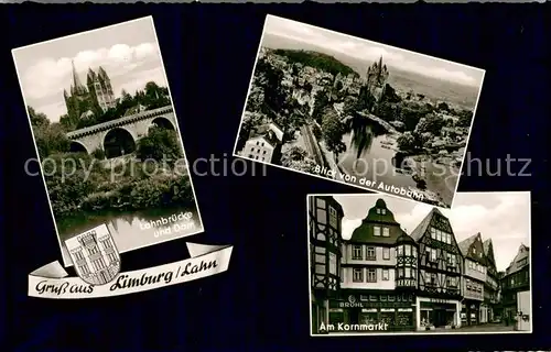 AK / Ansichtskarte Limburg_Lahn Lahnbruecke Dom Kornmarkt Panorama Blick von der Autobahn Limburg_Lahn