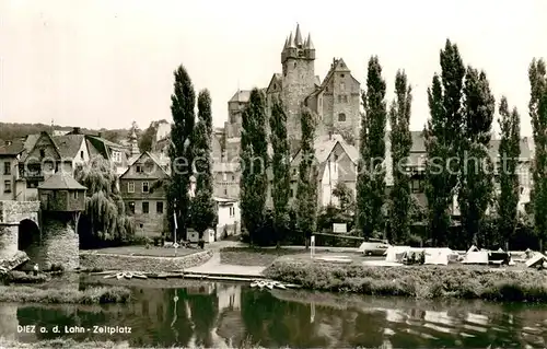 AK / Ansichtskarte Diez_Lahn Zeltplatz an der Lahn Schloss Diez_Lahn