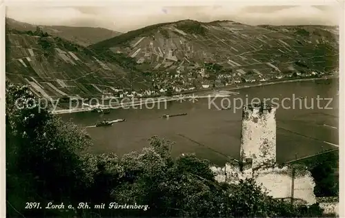 AK / Ansichtskarte Lorch_Rheingau Panorama Blick ins Tal mit Fuerstenberg Burgruine Lorch Rheingau