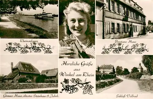 AK / Ansichtskarte Winkel_Oestrich Winkel Rheinanlagen Graues Haus Steinhaus 8. Jhdt. Brentano Haus Schloss Vollrad Winkel_Oestrich Winkel