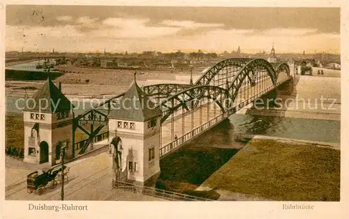 AK / Ansichtskarte Duisburg_Ruhr Ruhrbruecke Kutsche Duisburg Ruhr