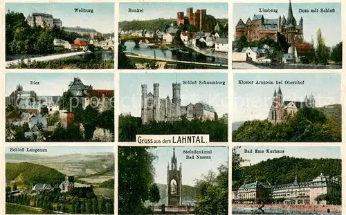 AK / Ansichtskarte Weilburg und Umgebung Sehenswuerdigkeiten im Lahntal Weilburg