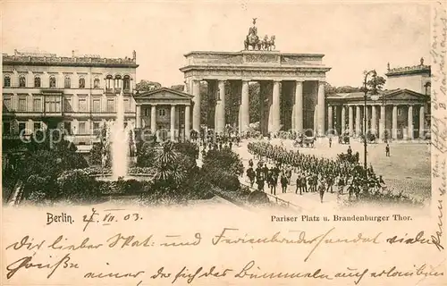 AK / Ansichtskarte Berlin Pariser Platz Brandenburger Tor Berlin