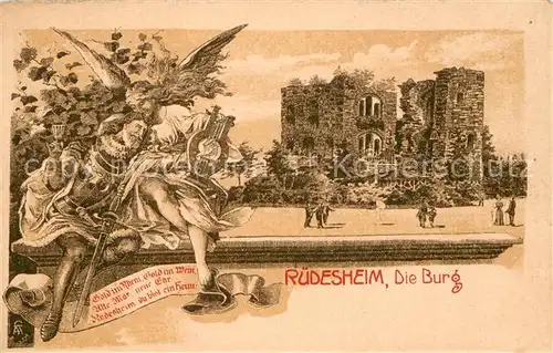 AK / Ansichtskarte Ruedesheim_am_Rhein Die Burg Monogramm 