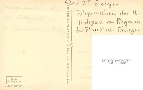 AK / Ansichtskarte Eibingen Reliquienschrein der hl Hildegard von Bingen in der Pfarrkirche Eibingen