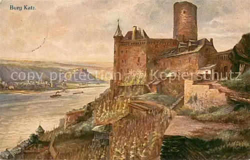 AK / Ansichtskarte Ruedesheim_am_Rhein Burg Katz St. Goar Ruine Rheinfels 