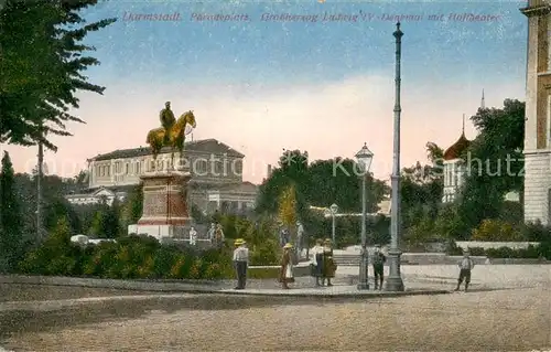 AK / Ansichtskarte Darmstadt Paradeplatz Grossherzog Ludwig IV Denkmal Hoftheater Darmstadt