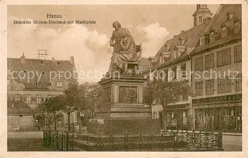 AK / Ansichtskarte Hanau_Main Gebrueder Grimm Denkmal Marktplatz Hanau_Main