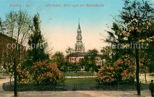 AK / Ansichtskarte Zwickau_Sachsen Albertplatz Marienkirche Zwickau Sachsen