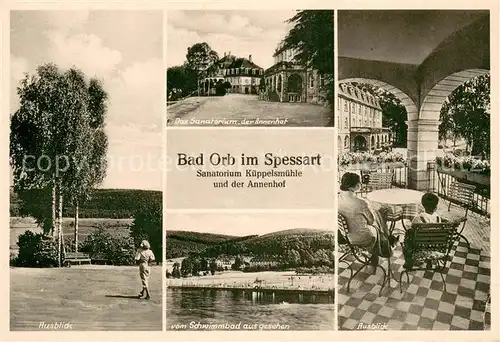 AK / Ansichtskarte Bad_Orb Sanatorium Kueppelsmuehle und Annenhof Schwimmbad Bad_Orb