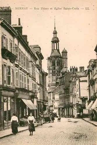 AK / Ansichtskarte Bernay_27 Rue Thiers et Eglise Sainte Croix 