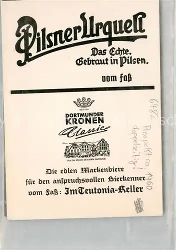 AK / Ansichtskarte Bad_Orb Hotel Teutonia Pilsner Urquell Dortmunder Kronen Markenbiere Bad_Orb