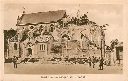 AK / Ansichtskarte Bourgogne_Marne Zerstoerte Kirche in WK1 Bourgogne Marne