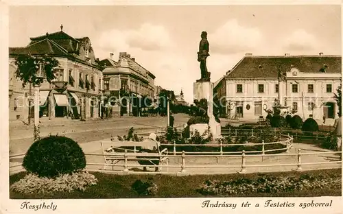 AK / Ansichtskarte Keszthely Andrassy ter a Festetics szoborral Keszthely