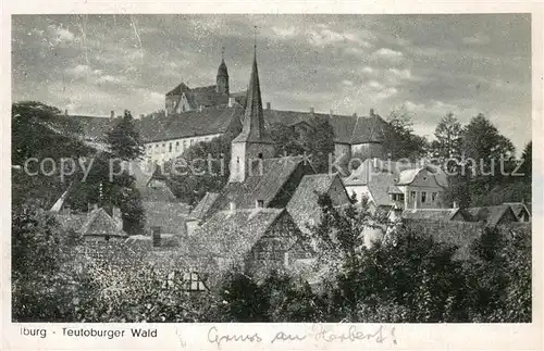 AK / Ansichtskarte Bad_Iburg Ortsmotiv mit Kirche und Schloss Bad_Iburg