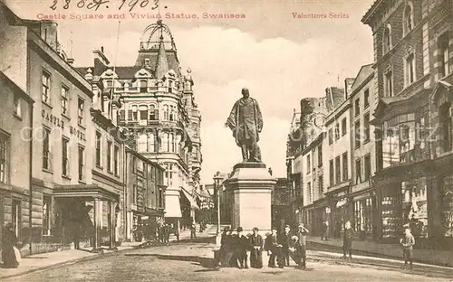 AK / Ansichtskarte Swansea Castle Square and Vivian Statue Swansea